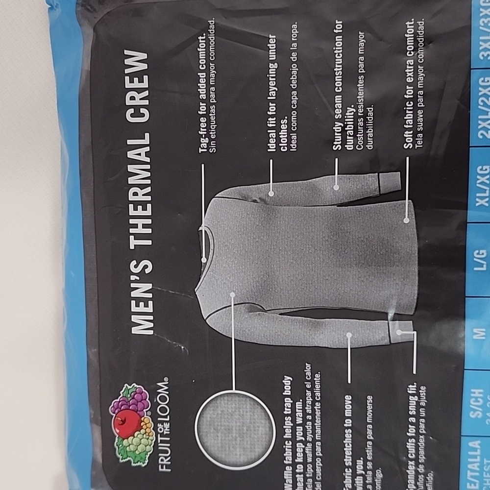 Fruit Of The Loom Men's Thermal Crew & Men's Thermal Pant Size: L - Picture 7 of 16